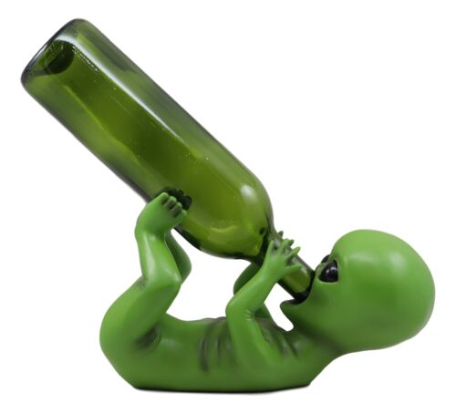 Ebros Extra Terrestrial Alien UFO Outer Space Colony Wine Bottle Holder Figurine Decor