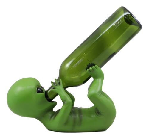 Ebros Extra Terrestrial Alien UFO Outer Space Colony Wine Bottle Holder Figurine Decor