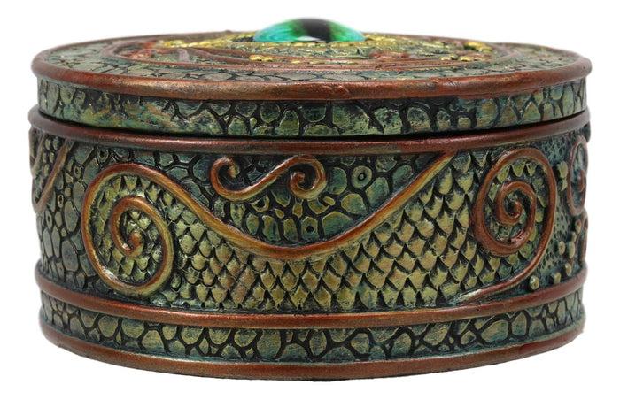 Ebros Eye Of The Dragon And Scales Decorative Round Trinket Jewelry Box Figurine 4"Dia