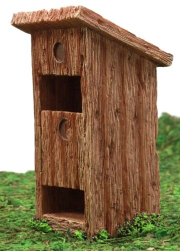 Ebros Fairy Garden Miniature Colonial Toilet Outhouse With Door & Toilet Roll Setup
