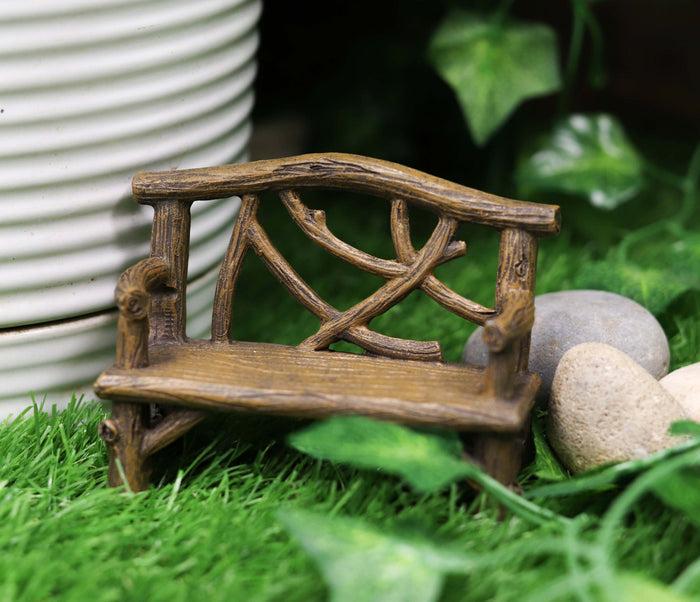 Ebros Fairy Garden Miniature Tree Twigs And Branch Love Bench Sculpture 3.5" H