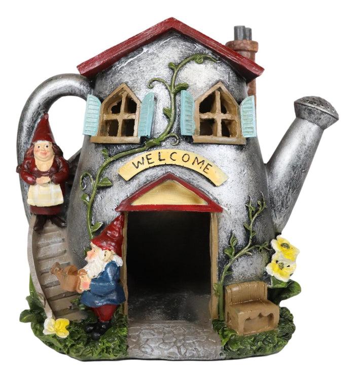Ebros Fairy Garden Watering Can Mr And Mrs Gnome Mini House Welcome Figurine 8.5"Tall