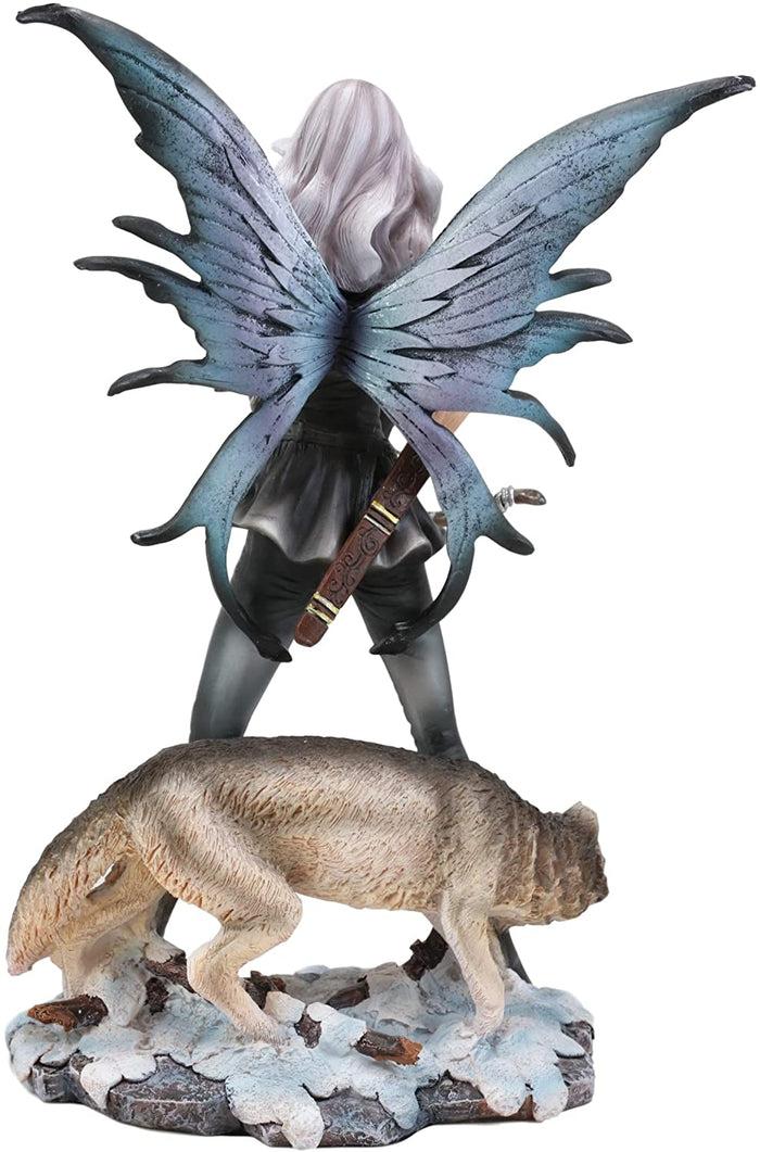 Ebros Fairy Goddess Artemis Hunting With Gray Wolf Statue 10" Tall Fantasy Fae