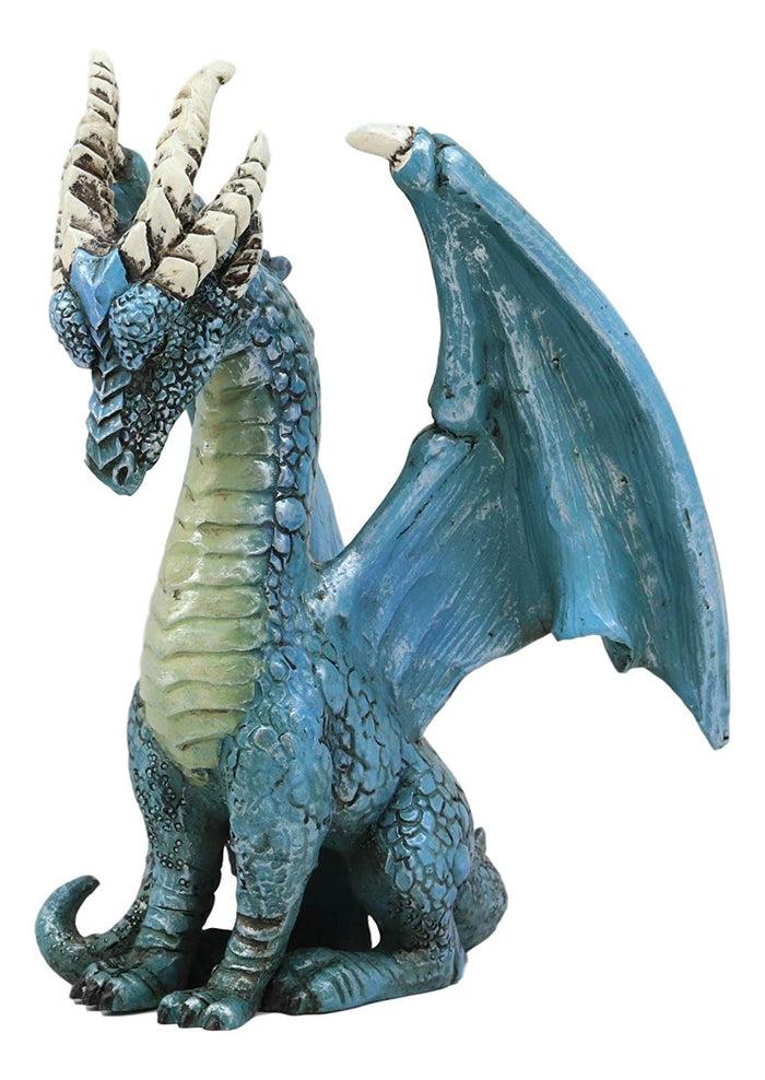 Ebros Fantasy Blue Guardian Dragon With Hydra Horns Statue 6.5" Tall Land Of The Dragons Home Decor Figurine Medieval Renaissance Dungeons Flying Beast Sculpture