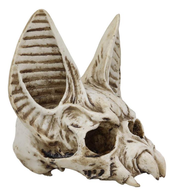 Ebros Fantasy Demon Vampire Fangs Bat Half Skull Statue Decor 7" High 3D Skulls Figurine Decorative Macabre Halloween Day Of The Dead Sculpture
