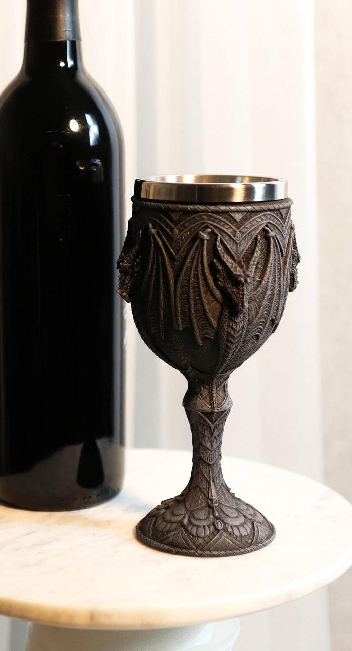 Ebros Fantasy Fire Blood Quartet Winged Dragon Guardians Wine Goblet Chalice Drink Cup