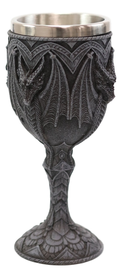 Ebros Fantasy Fire Blood Quartet Winged Dragon Guardians Wine Goblet Chalice Drink Cup
