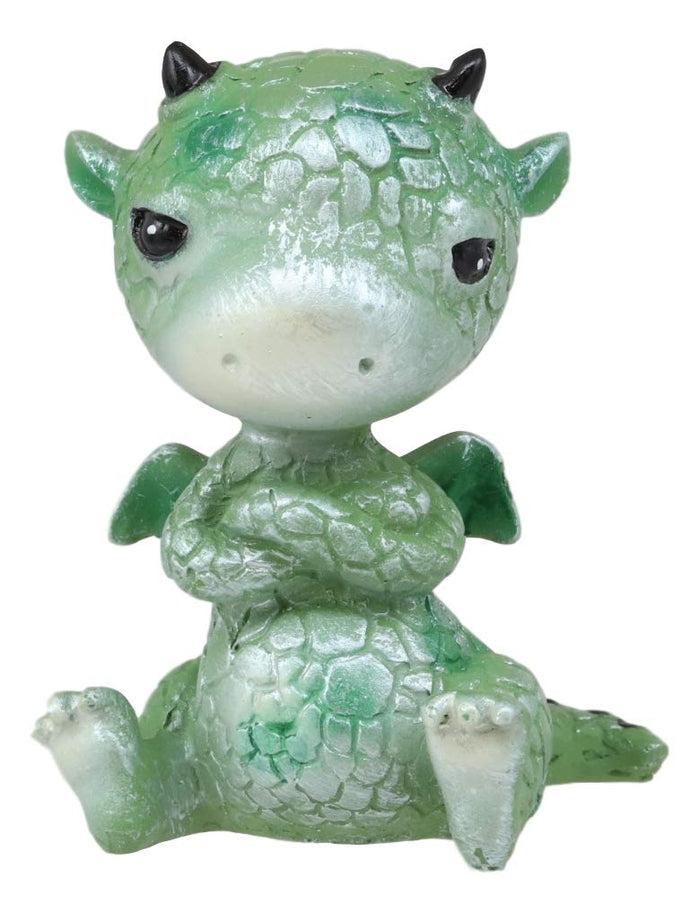 Ebros Fantasy Green Grumpy Baby Dragon Mini Statue 2.75" Tall Land Of The Dragons Home Decor Figurine Medieval Renaissance Dungeons Fortresses Castles Flying Beast Miniature Sculpture