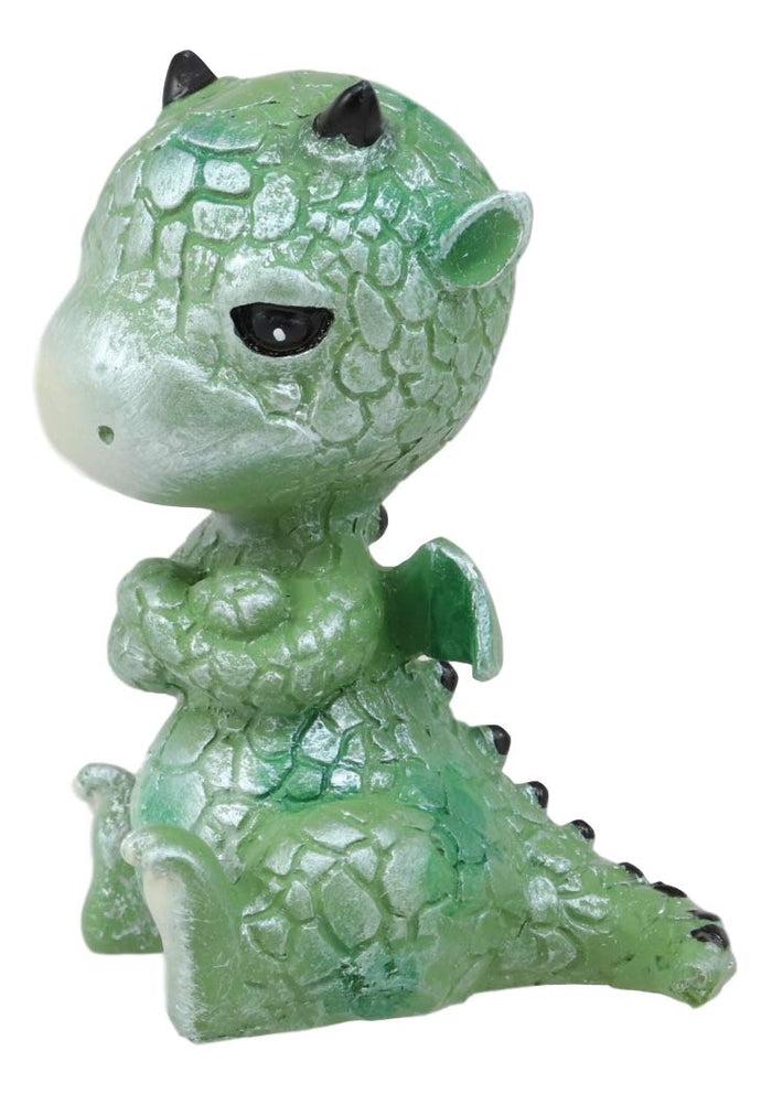 Ebros Fantasy Green Grumpy Baby Dragon Mini Statue 2.75" Tall Land Of The Dragons Home Decor Figurine Medieval Renaissance Dungeons Fortresses Castles Flying Beast Miniature Sculpture