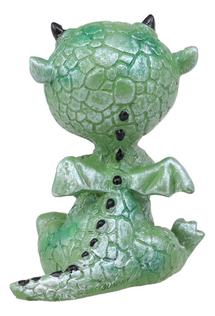 Ebros Fantasy Green Grumpy Baby Dragon Mini Statue 2.75" Tall Land Of The Dragons Home Decor Figurine Medieval Renaissance Dungeons Fortresses Castles Flying Beast Miniature Sculpture