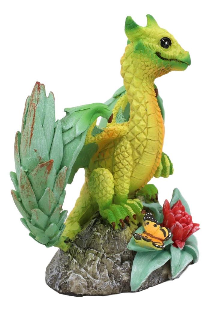 Ebros Fantasy Green Thumb Tropical Pineapple Dragon Statue Fairy Garden Collectible