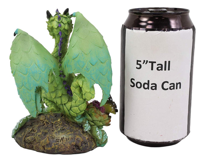 Ebros Fantasy Green Thumb Vintage Artichoke Dragon Statue Fairy Garden Collectible