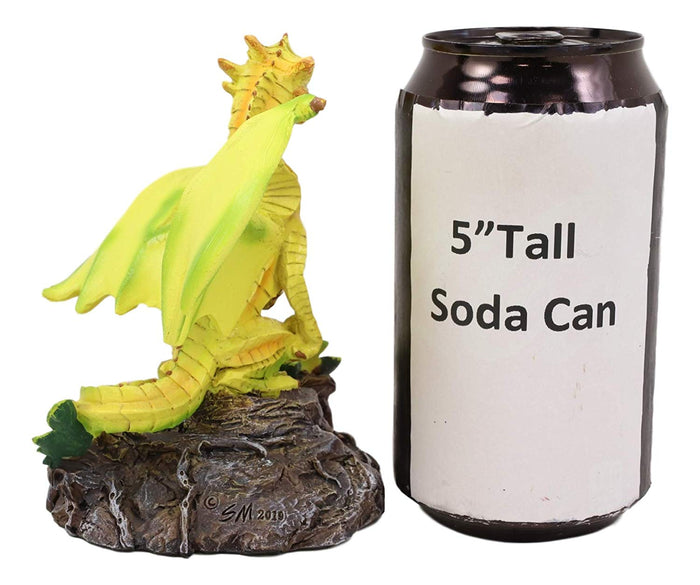 Ebros Fantasy Green Thumb Yellow Starfruit Dragon Statue Fairy Garden Collectible