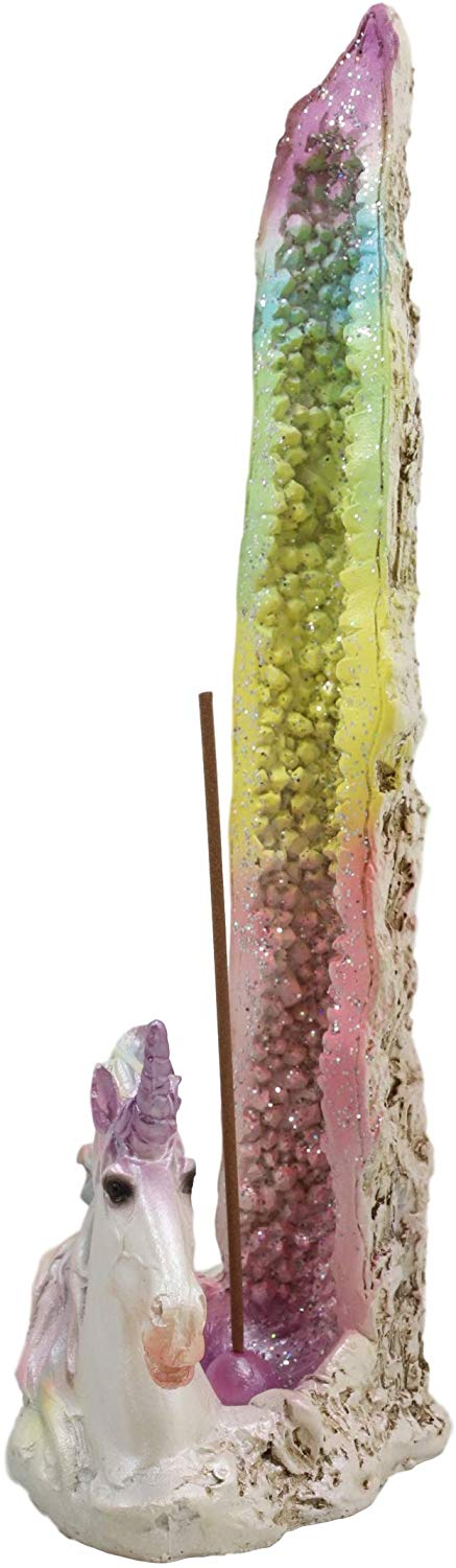 Ebros Fantasy Rainbow Sacred Unicorn By Crystal Pillar Incense Holder Burner
