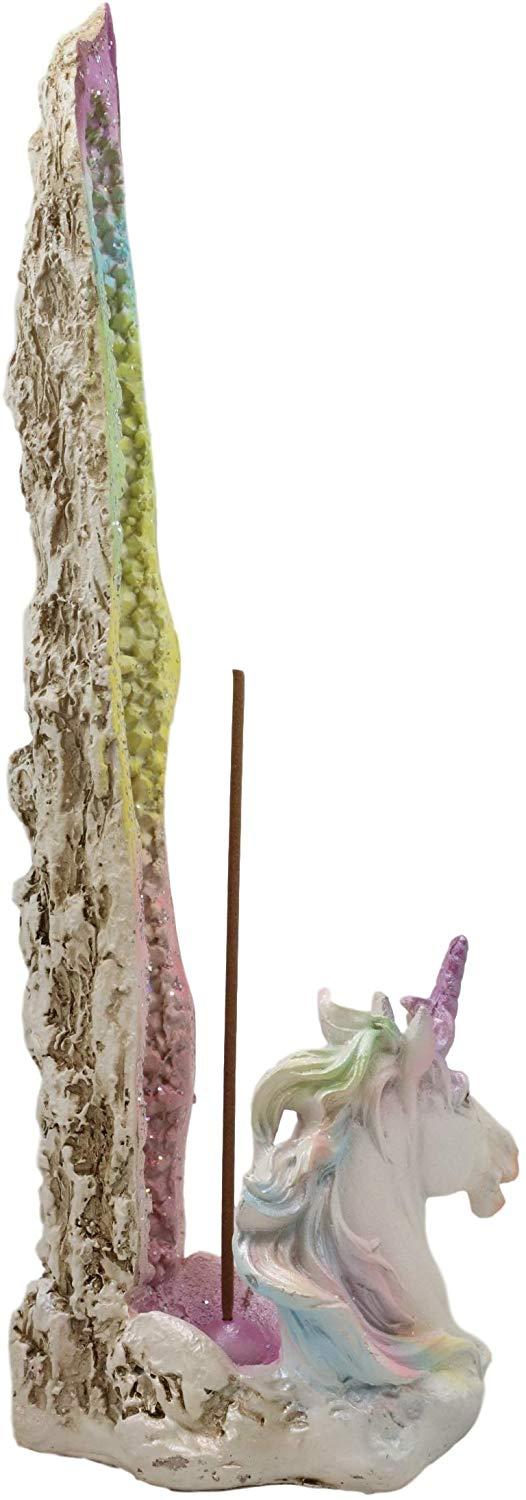 Ebros Fantasy Rainbow Sacred Unicorn By Crystal Pillar Incense Holder Burner