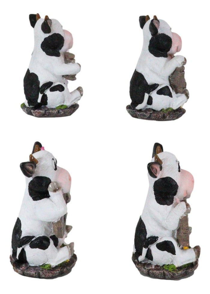 Ebros Farm Bovine Cow Sisters Figurine Set Of Three 3.75"H Holding Funny Signs