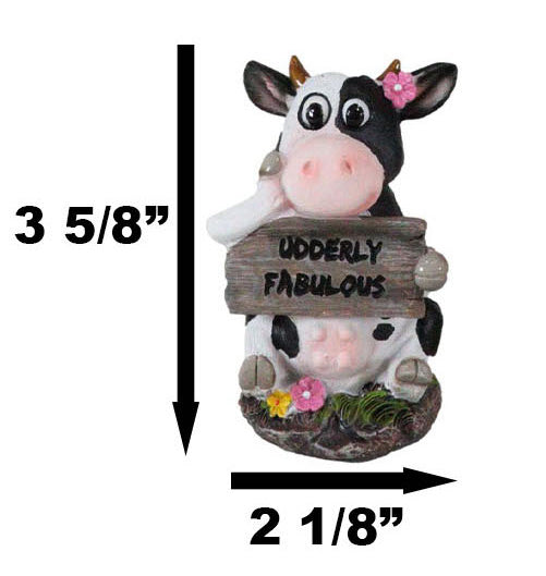 Ebros Farm Bovine Cow Sisters Figurine Set Of Three 3.75"H Holding Funny Signs