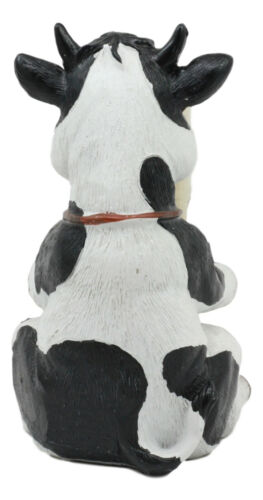 Ebros Farm Bovine Holstein Cow By Wood Barrel Toothpick Holder Statue With Toothpicks