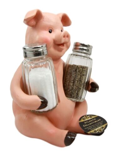 Ebros Farmland Bacon Pig Swine Belly Hugging Glass Salt Pepper Spice Holder