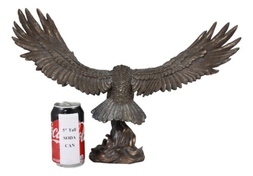 Ebros Faux Bronze Large Swooping Eagle With Talons Out Catching Prey Statue 19" Wide Bald Eagle Decor Figurine Patriotic Wildlife Nature Sculpture