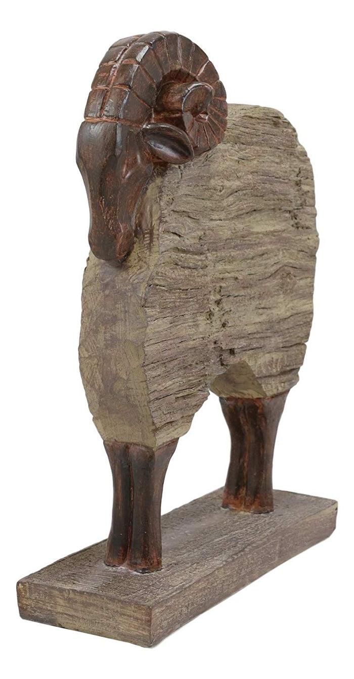 Ebros Faux Driftwood Finish Animal Totem Tiki Wildlife Desktop Decorative Resin Statue Decor Animals Figurine Rustic Western Cabin Lodge Sculpture (Bighorn Sheep Ram)