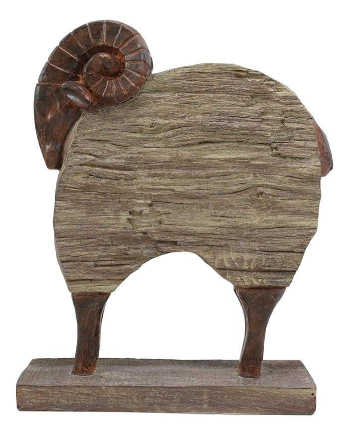 Ebros Faux Driftwood Finish Animal Totem Tiki Wildlife Desktop Decorative Resin Statue Decor Animals Figurine Rustic Western Cabin Lodge Sculpture (Bighorn Sheep Ram)