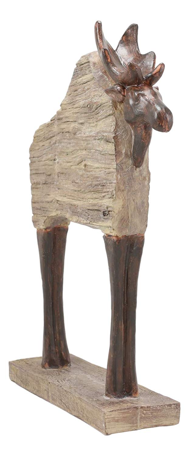 Ebros Faux Driftwood Finish Animal Totem Tiki Wildlife Desktop Decorative Resin Statue Decor Animals Figurine Rustic Western Cabin Lodge Sculpture (Bull Moose)