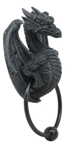 Ebros Faux Stone Fantasy Saurian Dragon Grasping Door Knocker Home Decor 8"H