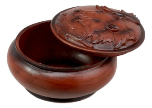 Ebros Faux Wood Bull Moose With Calf Rounded Jewelry Trinket Decorative Box Figurine