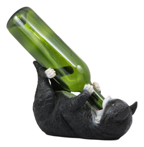 Ebros Feline Black And White Tuxedo Cat Wine Bottle Holder Caddy Figurine