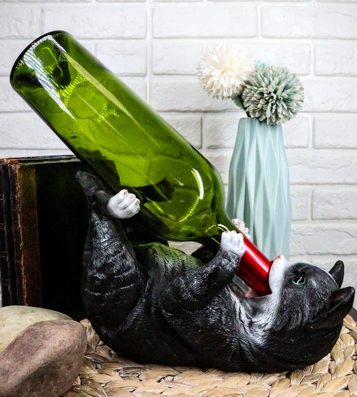 Ebros Feline Black and White Tuxedo Cat Wine Bottle Holder Caddy Figurine