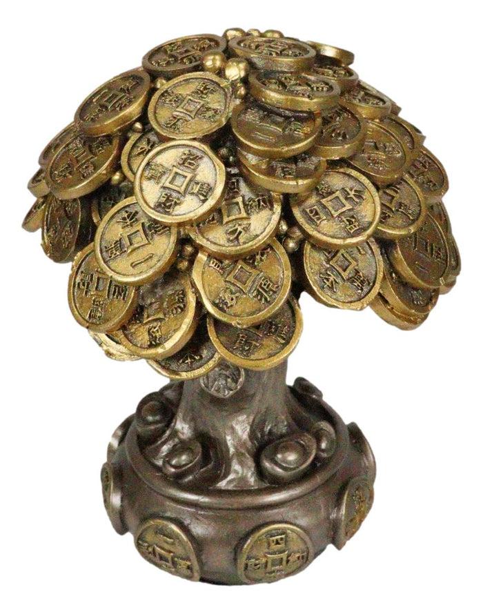 Ebros Feng Shui Gold Tree Statue Golden Money Coin Tree Of Wealth And Abundance Decor Talisman Figurine