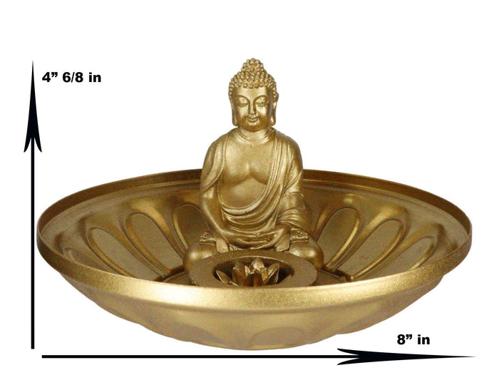 Ebros Feng Shui Golden Meditating Buddha Zen Dish With Pebbles & Lotus Flower