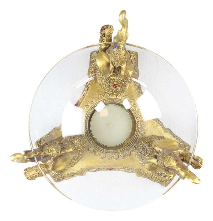 Ebros Feng Shui Golden Thai Buddha Elephants Trumpeting Candle Oil Warmer Statue