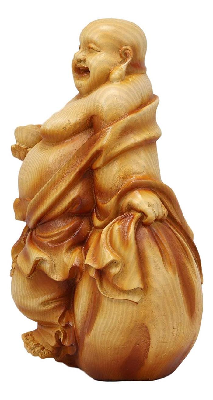 Ebros Feng Shui Hotei Happy Buddha Holding Gold Ingot Figurine 8.5" H
