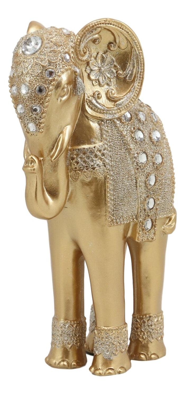 Ebros Feng Shui Royal Gold Ornate Design with Crystals and Glitters Resting Elephant Statue 9.25" High Vastu 3D Zen Elephants Figurine Symbol of Wisdom Wealth Fortune Success and Protection Ebros Feng Shui Royal Gold Ornate Design with Crystals and Glitters Resting Elephant Statue 9.25" High Vastu 3D Zen Elephants Figurine Symbol of Wisdom Wealth Fortune Success and Protection