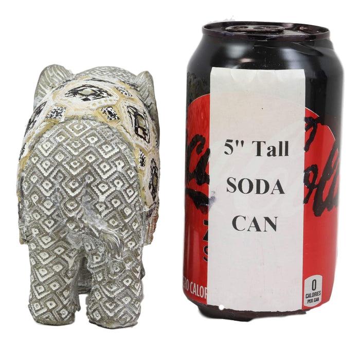 Ebros Feng Shui Silver And Gold Patterned Baby Calf Elephant With Trunk Up Statue 5.5" Long Vastu 3D Zen Elephants Figurine Symbol Of Wisdom Fortune Success And Protection