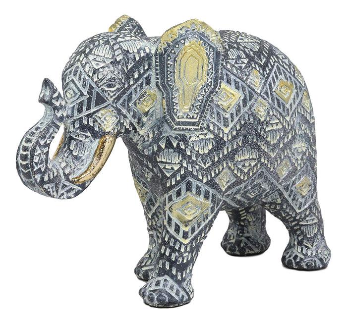 Ebros Feng Shui Silver and Gold Patterned Elephant with Trunk Up Statue 10.5" Long Vastu 3D Zen Elephants Figurine Symbol of Wisdom Fortune Success and Protection Ebros Feng Shui Silver and Gold Patterned Elephant with Trunk Up Statue 10.5" Long Vastu 3D Zen Elephants Figurine Symbol of Wisdom Fortune Success and Protection