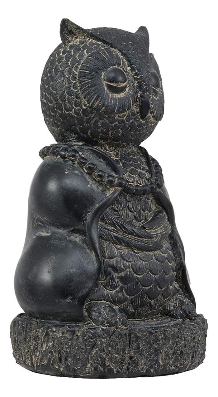 Ebros Feng Shui Vastu Buddha Zen Yoga Owl With Prayer Beads Necklace Meditating Statue