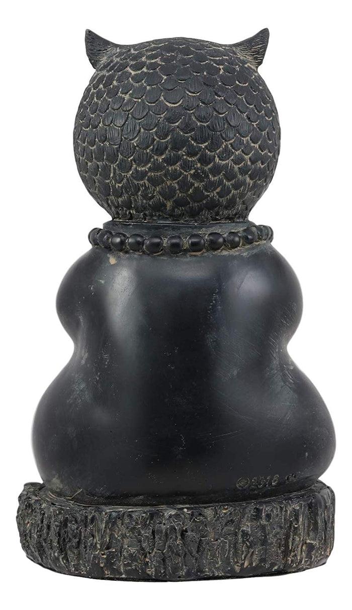 Ebros Feng Shui Vastu Buddha Zen Yoga Owl With Prayer Beads Necklace Meditating Statue