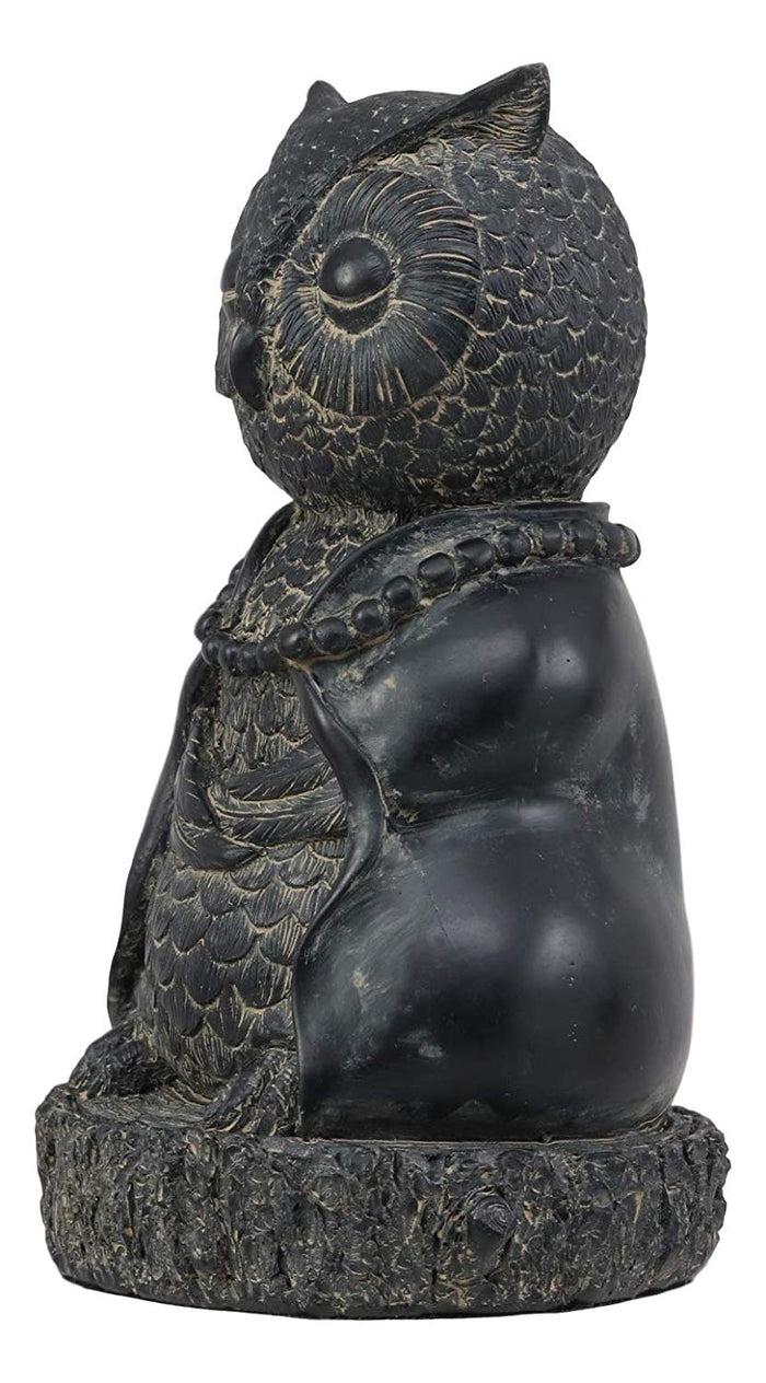 Ebros Feng Shui Vastu Buddha Zen Yoga Owl With Prayer Beads Necklace Meditating Statue