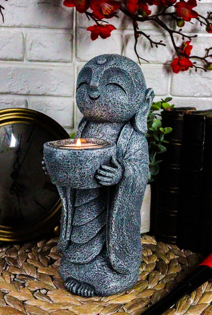 Ebros Feng Shui Zen Buddha Japanese Jizo Monk Tea Light Votive Candle Holder Figurine