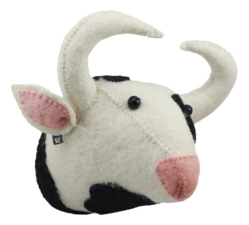 Ebros Fiona Walker England Handmade Organic Baby Animal Head Wall Decor Mini Safari And Farmland Collection (Mini Holstein Cow)