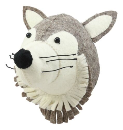 Ebros Fiona Walker England Handmade Organic Baby Animal Head Wall Decor Mini Safari And Farmland Collection (Mini Wolf)