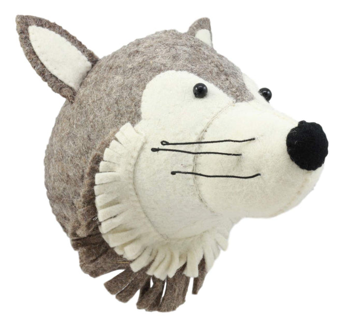 Ebros Fiona Walker England Handmade Organic Baby Animal Head Wall Decor Mini Safari And Farmland Collection (Mini Wolf)