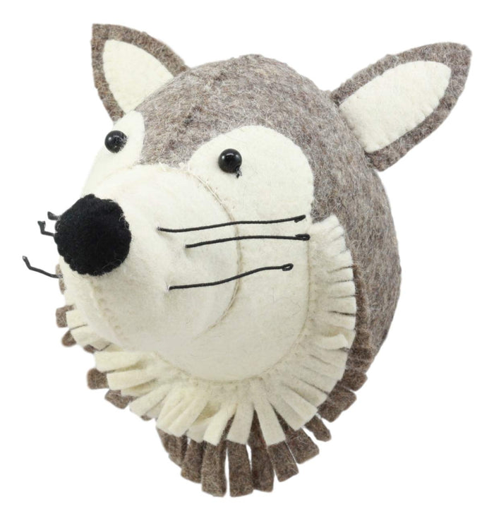 Ebros Fiona Walker England Handmade Organic Baby Animal Head Wall Decor Mini Safari And Farmland Collection (Mini Wolf)