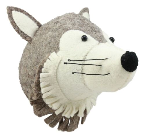 Ebros Fiona Walker England Handmade Organic Baby Animal Head Wall Decor Mini Safari And Farmland Collection (Mini Wolf)