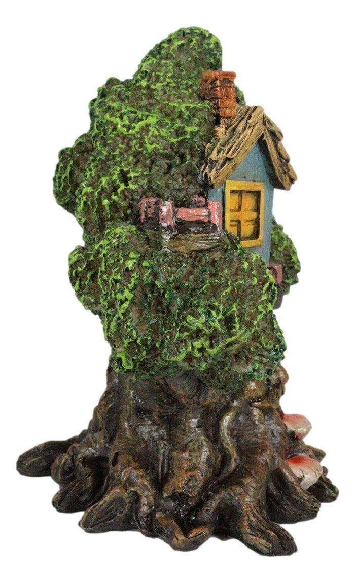 Ebros Forest Ent Greenman Cottage Blue Nook Tree House Statue With Mushroom Conk Steps
