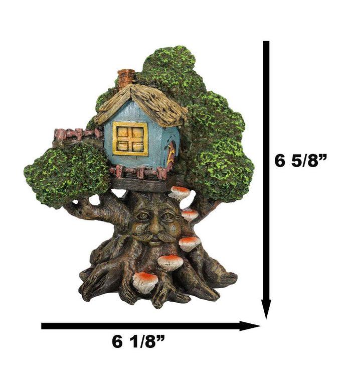 Ebros Forest Ent Greenman Cottage Blue Nook Tree House Statue With Mushroom Conk Steps