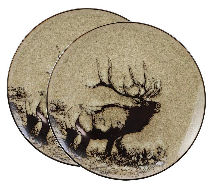 Ebros Forest Giant Emperor Bull Elk Large Round Dinner Plate Set Of 2 10.75"D